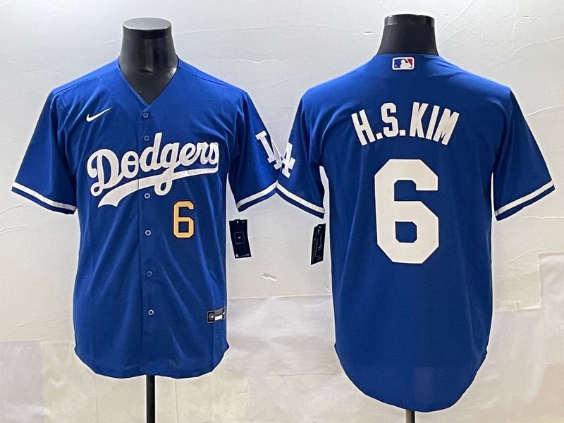 Men 2025 Los Angeles Dodgers 6 H.S.Kim Blue Game Nike MLB Jersey style 4